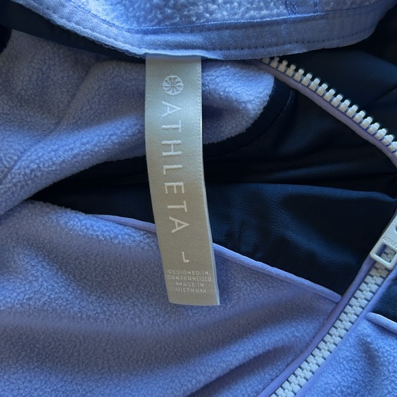 Athleta Zion Microfleece Half Zip Hooded Yoga Recycled Midweight Blue Sz L - Picture 10 of 14